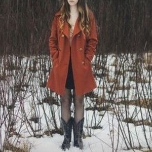 burnt orange peacoat